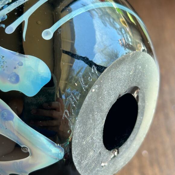 Rollin Karg Signed Dichroic Iridescent Handblown Studio Art Glass Paperweight - Picture 10 of 11